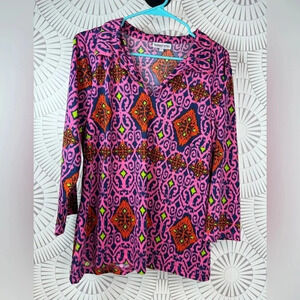 Buckhead Bettie’s Women’s 3/4 Sleeve V-Neck Collared Top Large